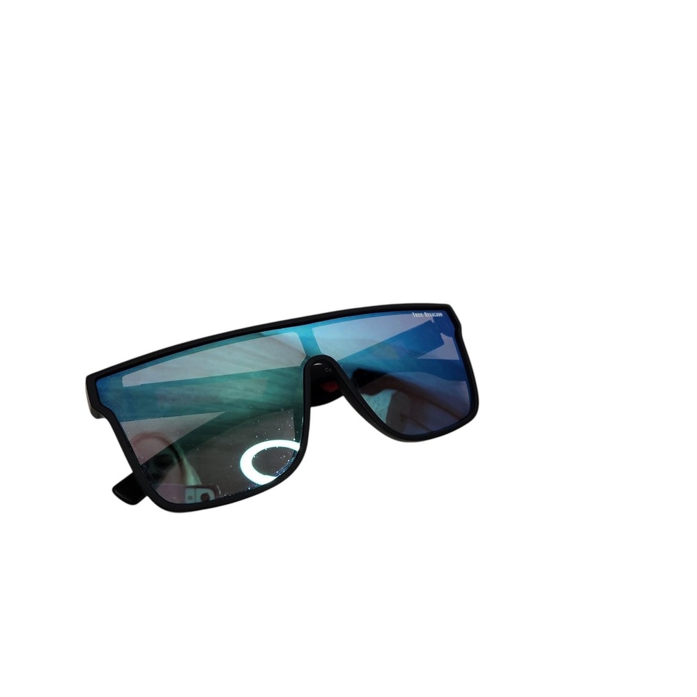 TRUE RELIGION Sunglasses Mens Black Blue Shield Mirrored Reflective TRM1799